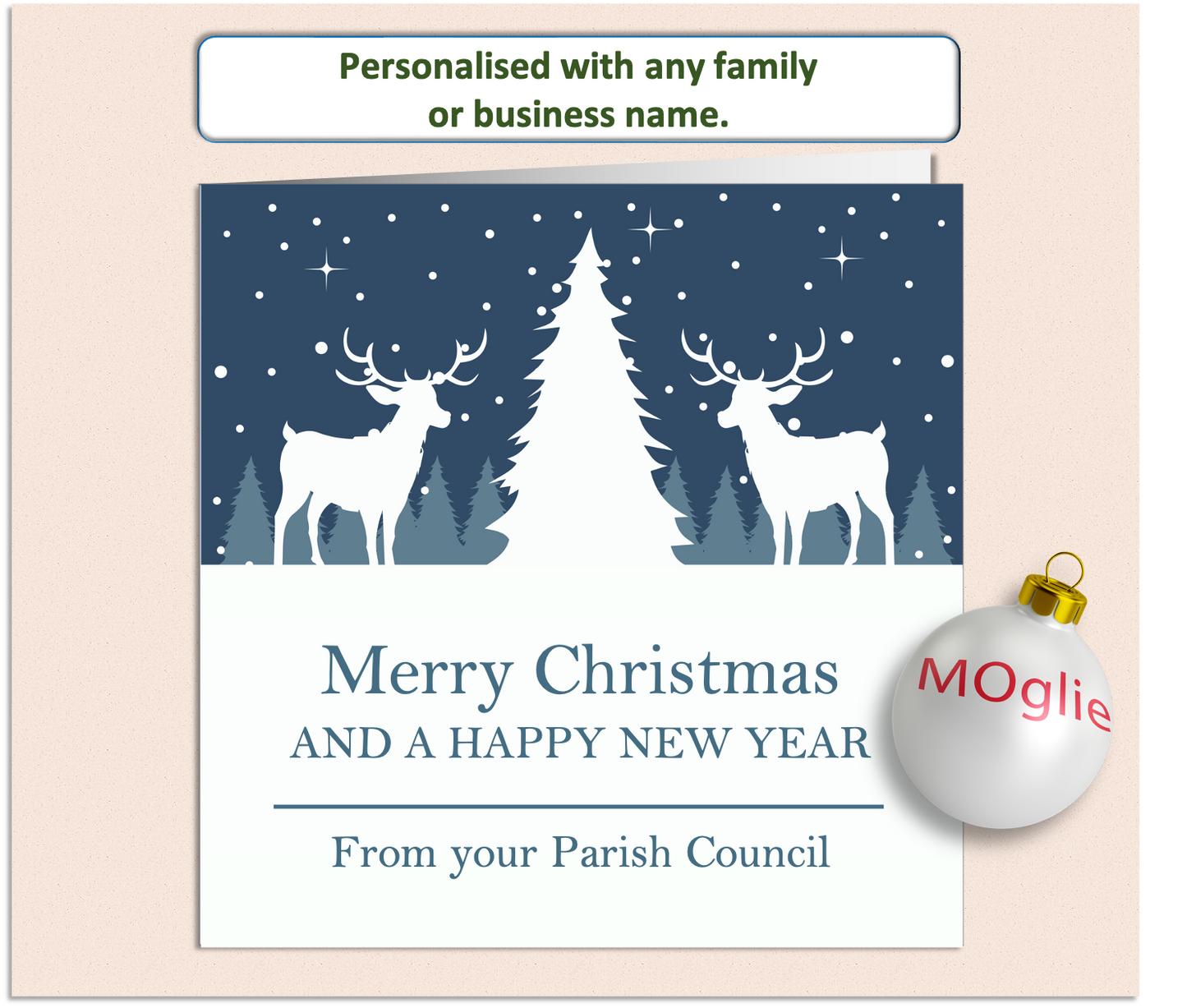 Personalised Christmas Xmas card with any family name, club, work or business
