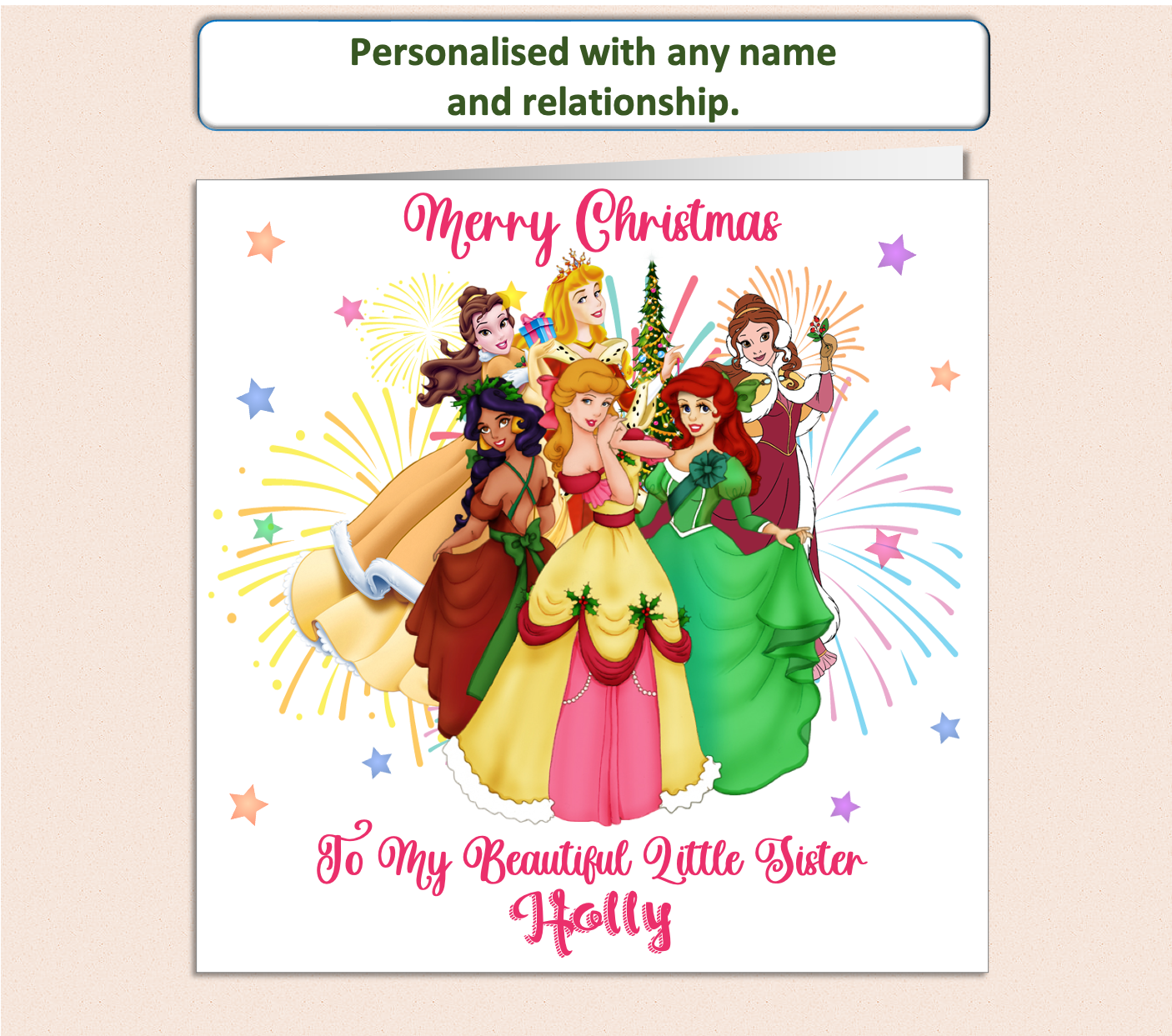 Personalised Girls Princess Christmas Card