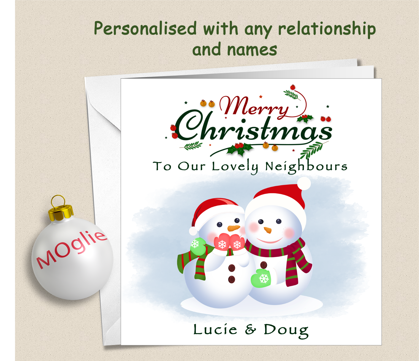 Personalised Christmas Xmas Card Couple Both of You - SNOW1