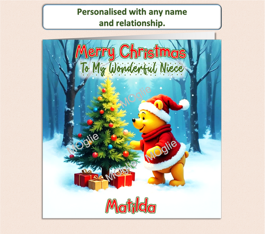 Personalised Winnie The Pooh Christmas Card
