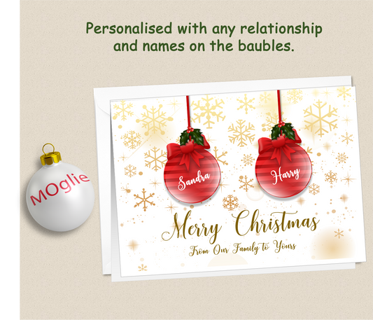 Personalised Christmas Xmas Bauble Card Couple Both of You - BAUB1