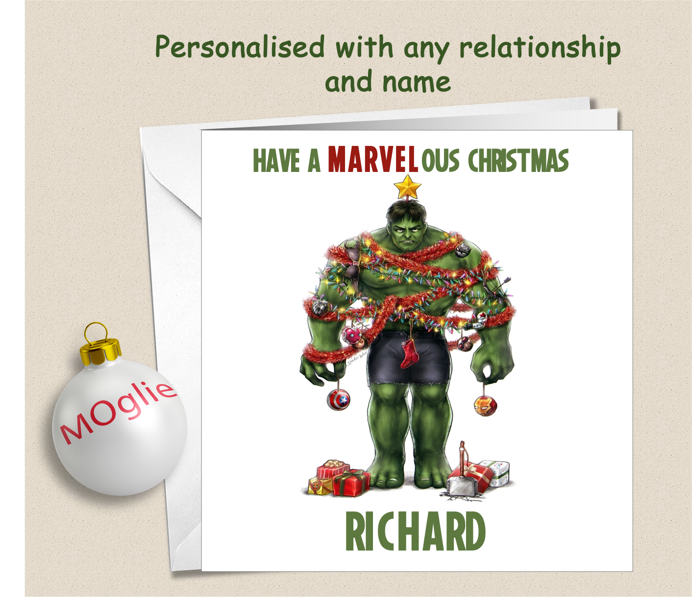 Personalised Marvel Incredible Hulk Christmas Xmas Card