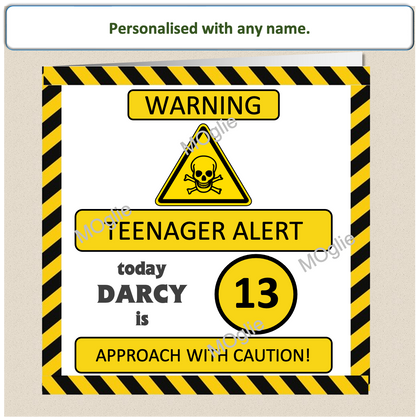 hazard warning tape, teenager alter birthday card