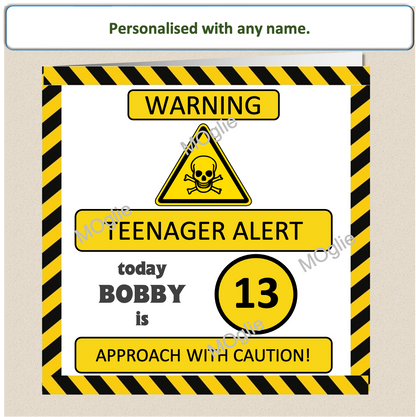 hazard warning tape, teenager alter birthday card