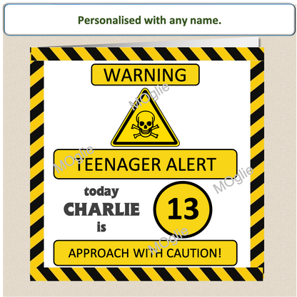 hazard warning tape, teenager alter birthday card