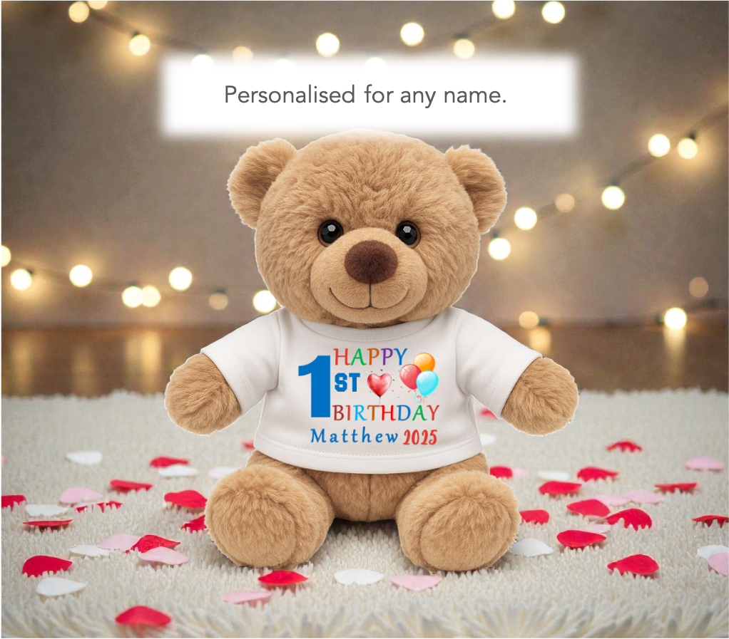 Personalised 1st Birthday Teddy Bear - Green