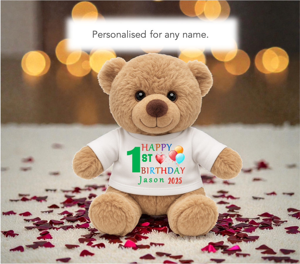 Personalised 1st Birthday Teddy Bear - Green