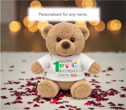 Personalised 1st Birthday Teddy Bear - Green