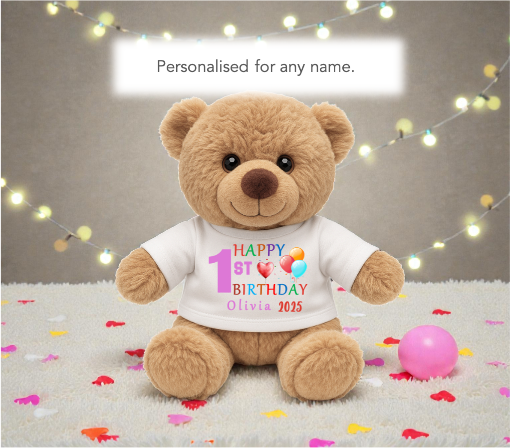 Personalised 1st Birthday Teddy Bear - Green