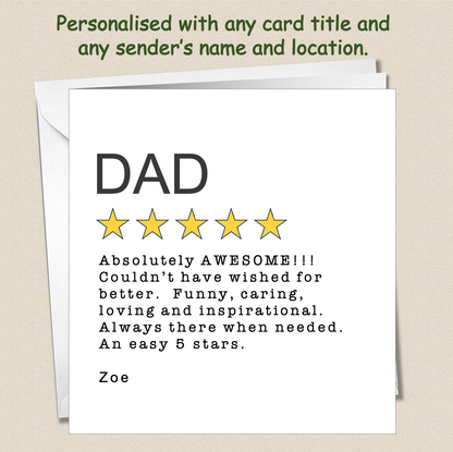 Personalised Father's Day Card - 5 Star Review