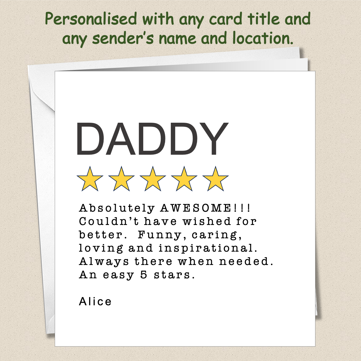 Personalised Father's Day Card - 5 Star Review