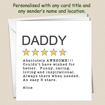 Personalised Father's Day Card - 5 Star Review