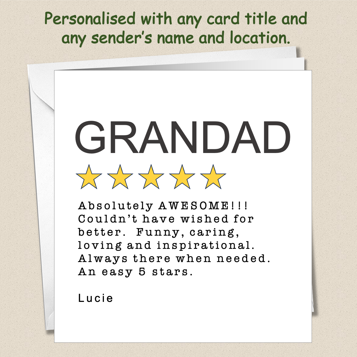 Personalised Father's Day Card - 5 Star Review