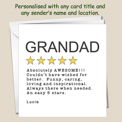 Personalised Father's Day Card - 5 Star Review