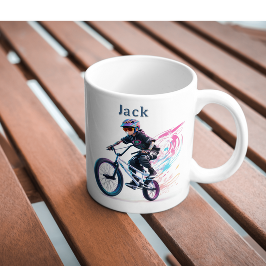 Personalised BMX Rider Mug – Cool Gift for Kids Who Love Bikes