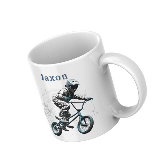 Personalised BMX Mug – Custom Name Gift for Kids Who Love Bikes