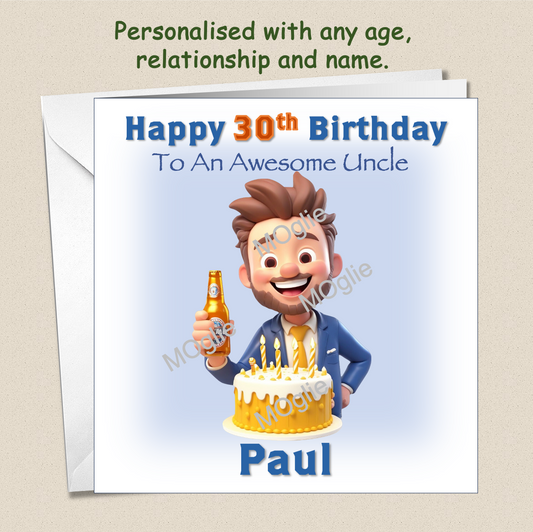 Personalised Birthday Card Son Grandson Dad Husband Him 30th 40th 50th BEER 1