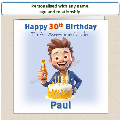 Personalised Birthday Card Son Grandson Dad Husband Him 30th 40th 50th BEER 1