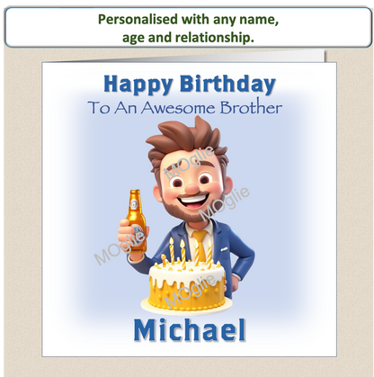 Personalised Birthday Card Son Grandson Dad Husband Him 30th 40th 50th BEER 1