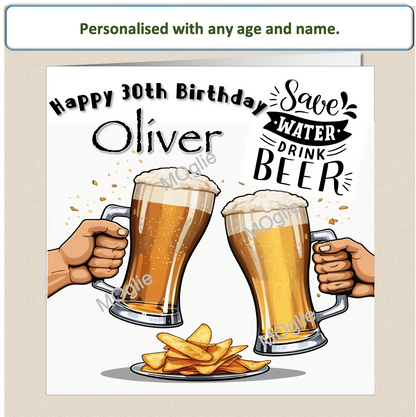 Personalised Birthday Card Son Grandson Dad Husband Him 30th 40th 50th BEER 3