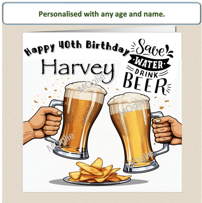 Personalised Birthday Card Son Grandson Dad Husband Him 30th 40th 50th BEER 3