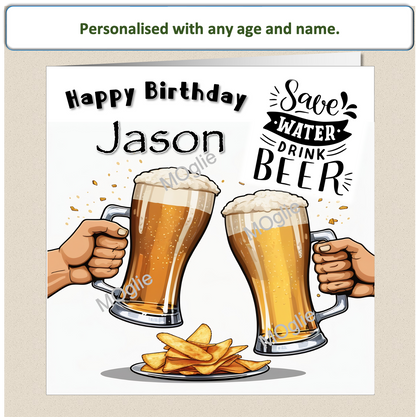 Personalised Birthday Card Son Grandson Dad Husband Him 30th 40th 50th BEER 3