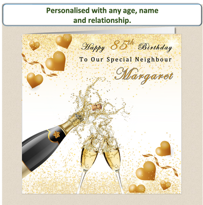 Personalised Champagne Female Birthday Card - For Her - Cham2