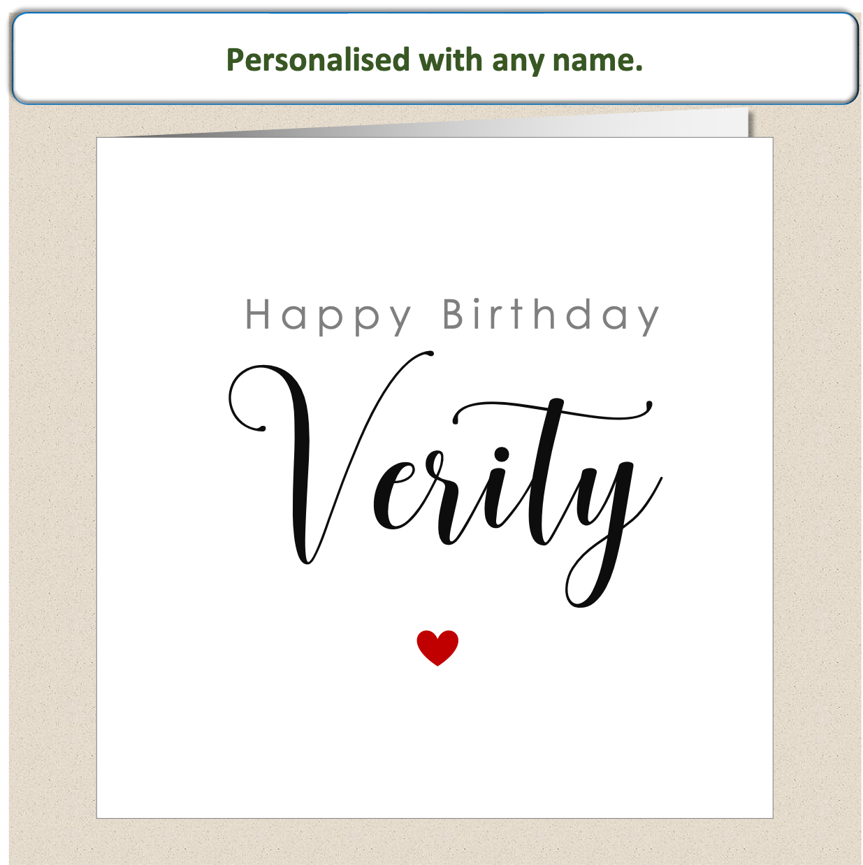 Personalised Female Name Birthday Card - heart - For Her