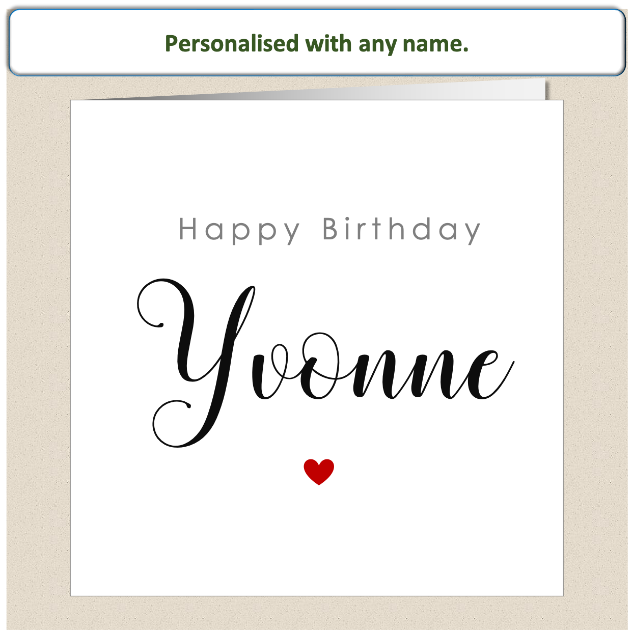 Personalised Female Name Birthday Card - heart - For Her