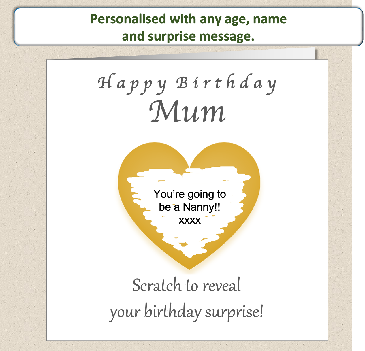 Personalised Scratchcard surprise present Birthday Card - For Her