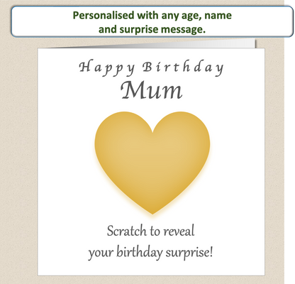 Personalised Scratchcard surprise present Birthday Card - For Her