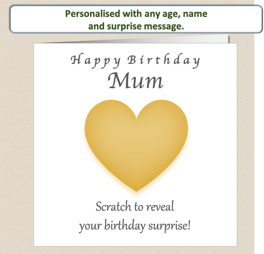 Personalised Scratchcard surprise present Birthday Card - For Her