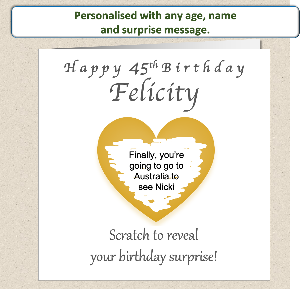 Personalised Scratchcard surprise present Birthday Card - For Her