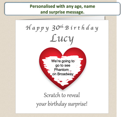Personalised Scratchcard surprise present Birthday Card - For Her