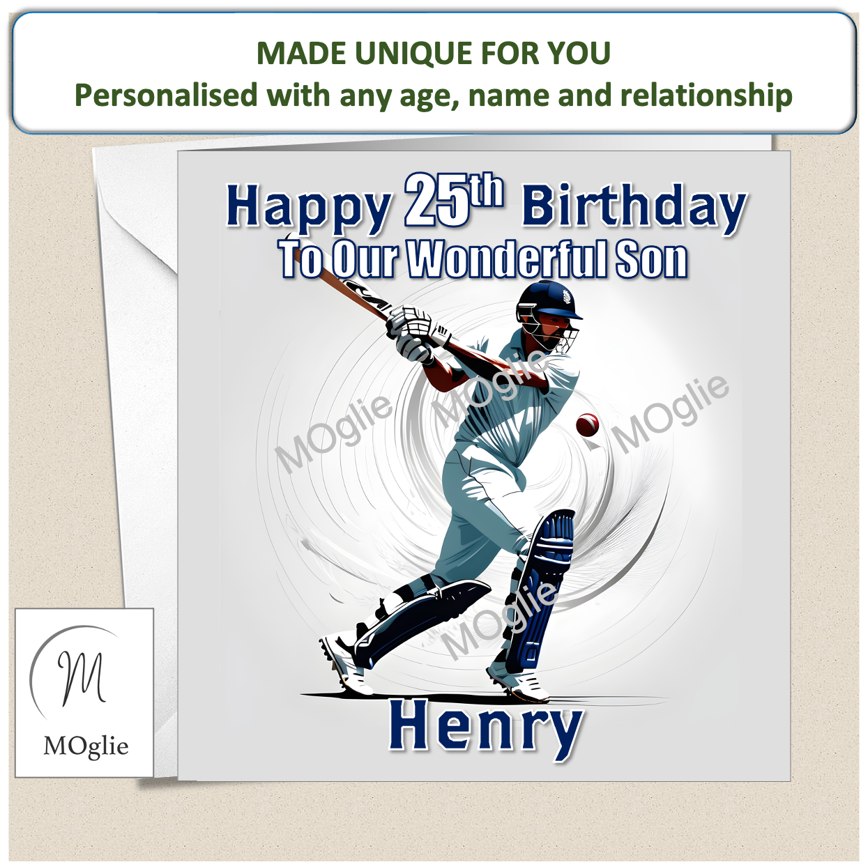 Personalised Male Cricket Birthday Card 20th 30th 40th - For Him CRIC1