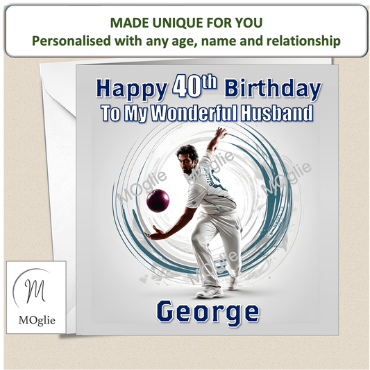 Personalised Male Cricket Birthday Card 20th 30th 40th - For Him CRIC2