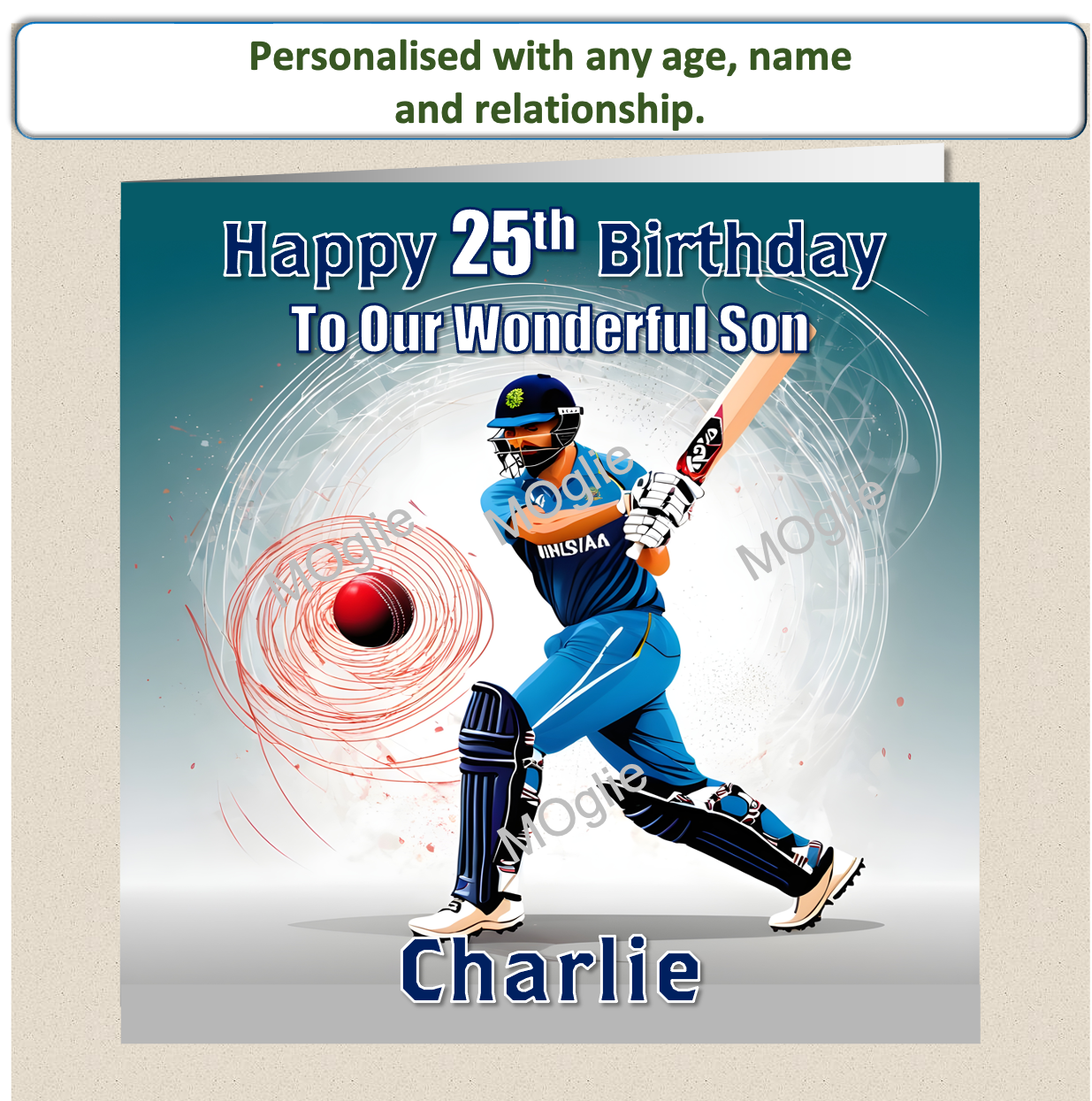 Personalised Male Cricket Birthday Card 20th 30th 40th - For Him CRIC3