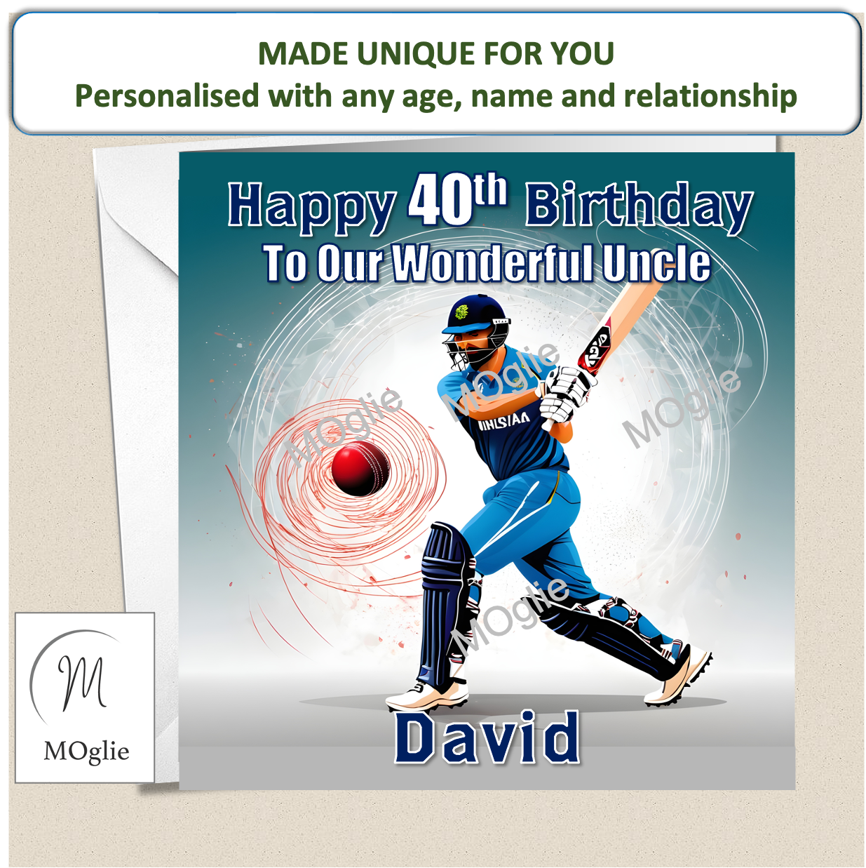 Personalised Male Cricket Birthday Card 20th 30th 40th - For Him CRIC3