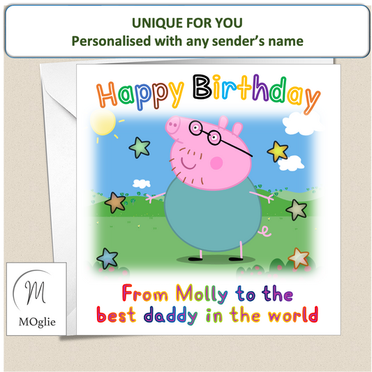 Personalised Daddy Pig birthday card for father dad daddy - DADDYP