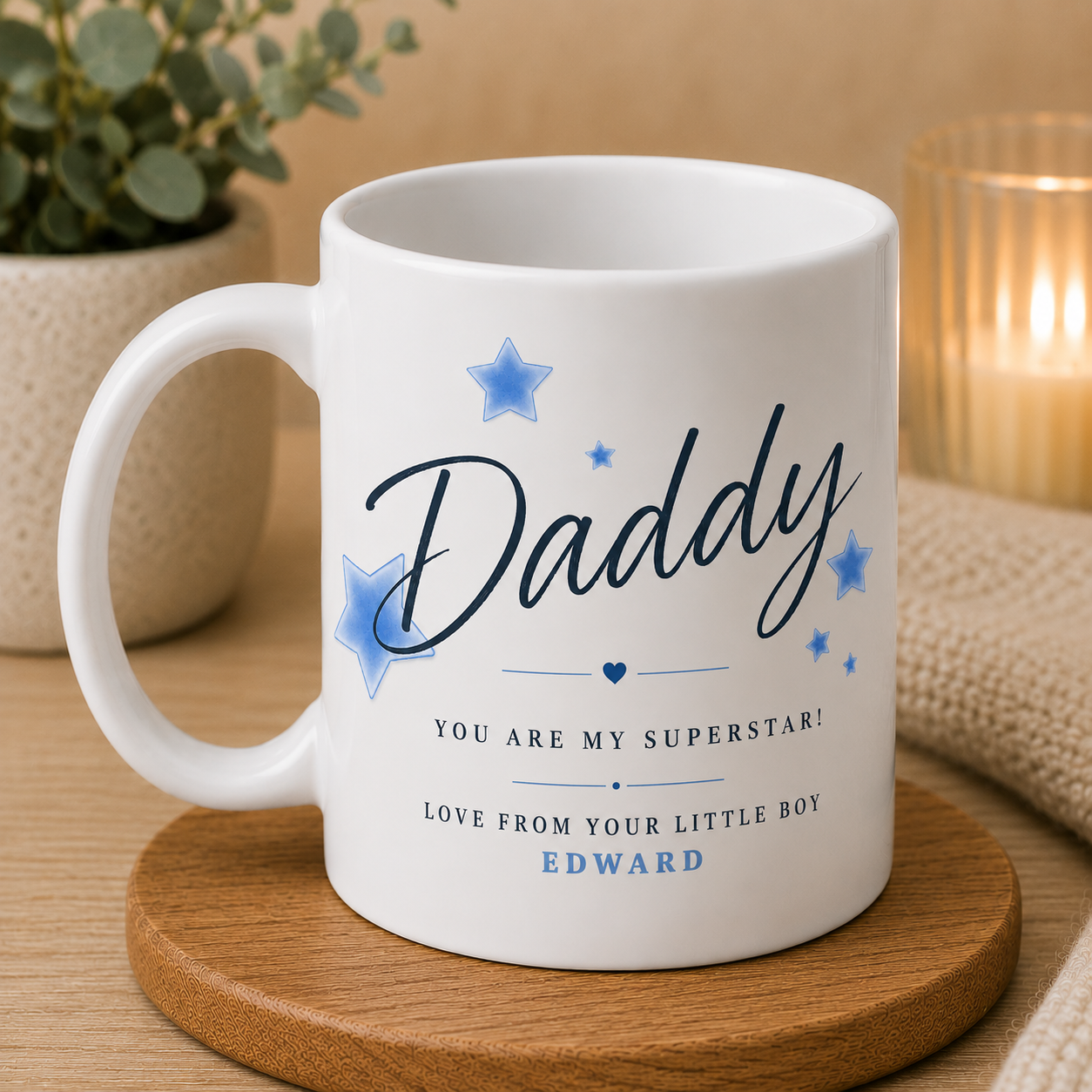 Personalised Father’s Day Card  – Daddy You Are My Superstar (Blue)
