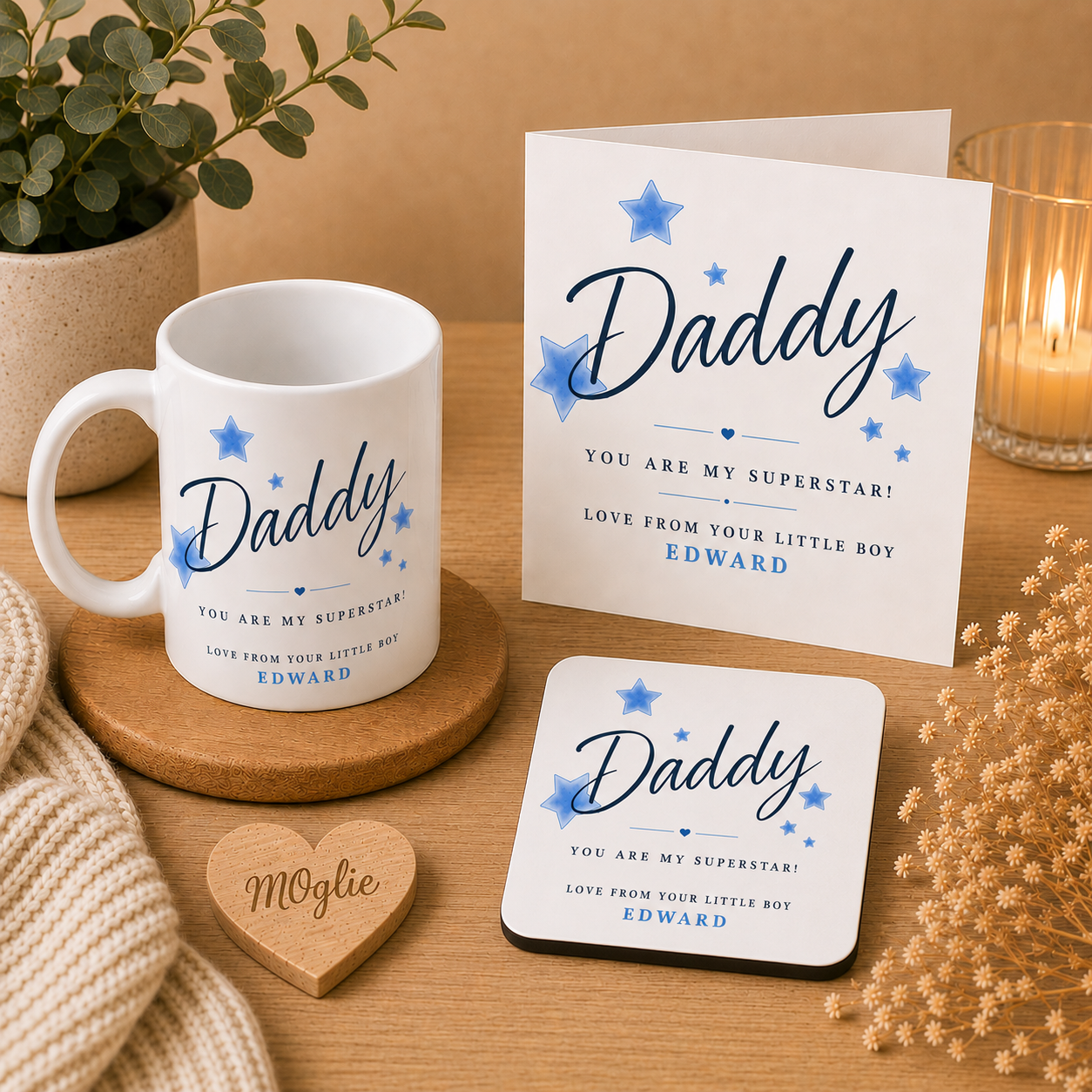 Personalised Father’s Day Card  – Daddy You Are My Superstar (Blue)