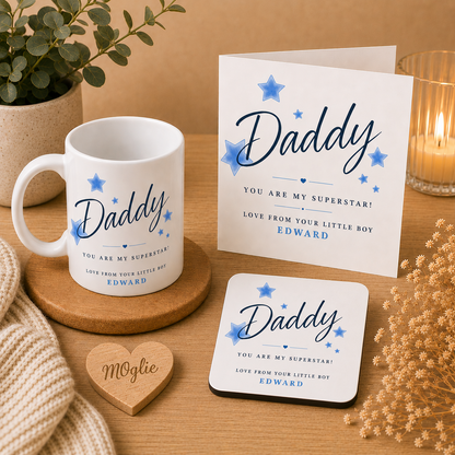 Personalised Father’s Day Card  – Daddy You Are My Superstar (Blue)