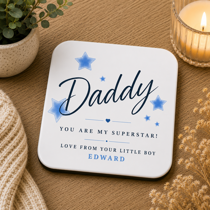 Personalised Father’s Day Card  – Daddy You Are My Superstar (Blue)