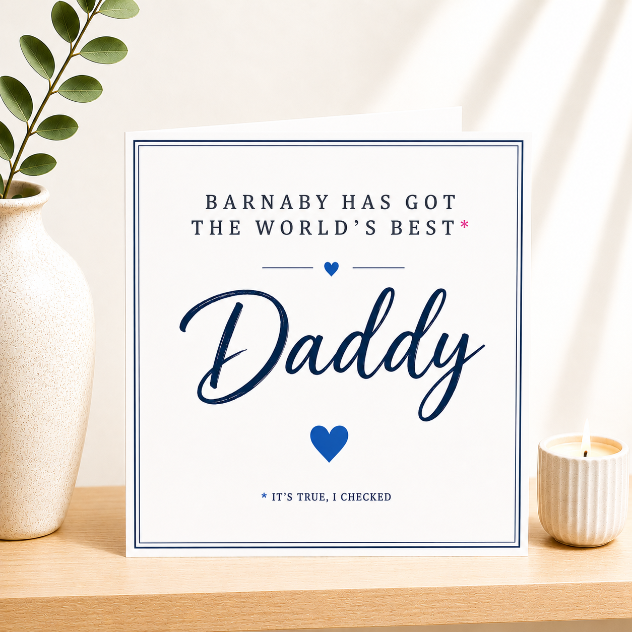 Personalised World’s Best Daddy Father’s Day Card (Blue)