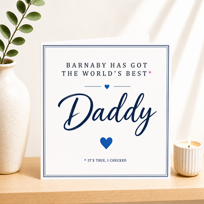 Personalised World’s Best Daddy Father’s Day Card (Blue)