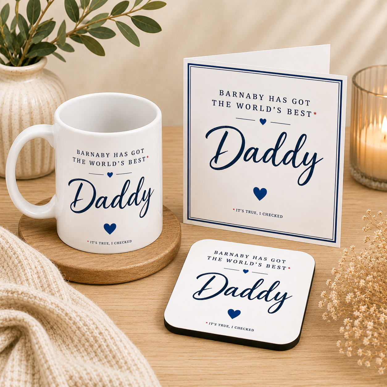 Personalised World’s Best Daddy Father’s Day Card (Blue)