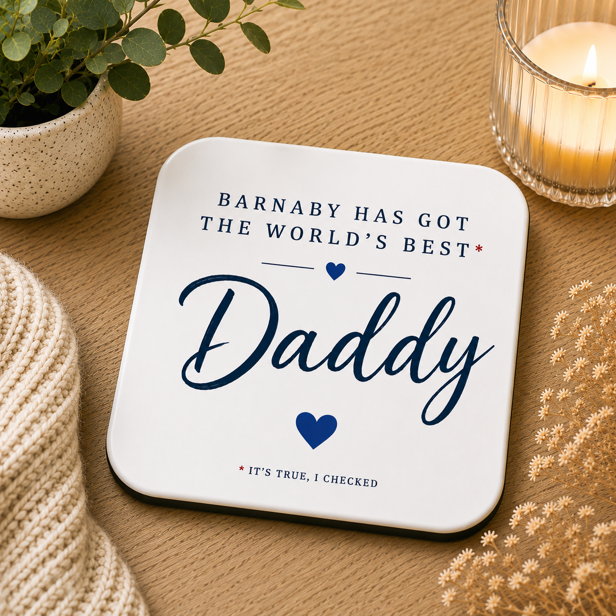 Personalised World’s Best Daddy Father’s Day Card (Blue)