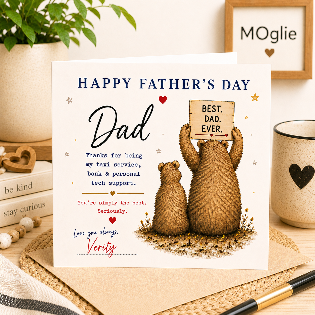 Personalised Cute Father’s Day Card for Dad Daddy – Best Dad Ever Bear