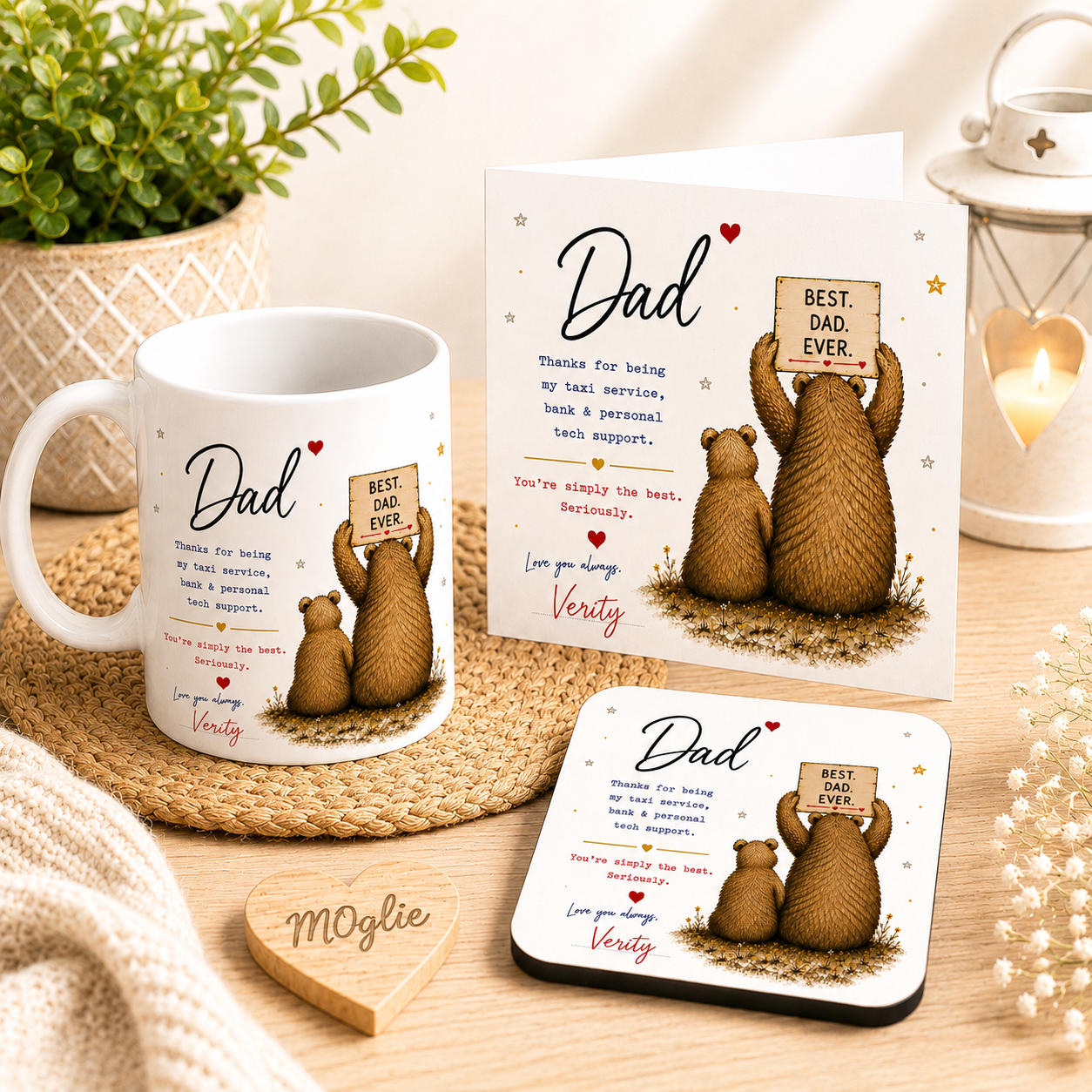 Personalised Cute Father’s Day Card for Dad Daddy – Best Dad Ever Bear
