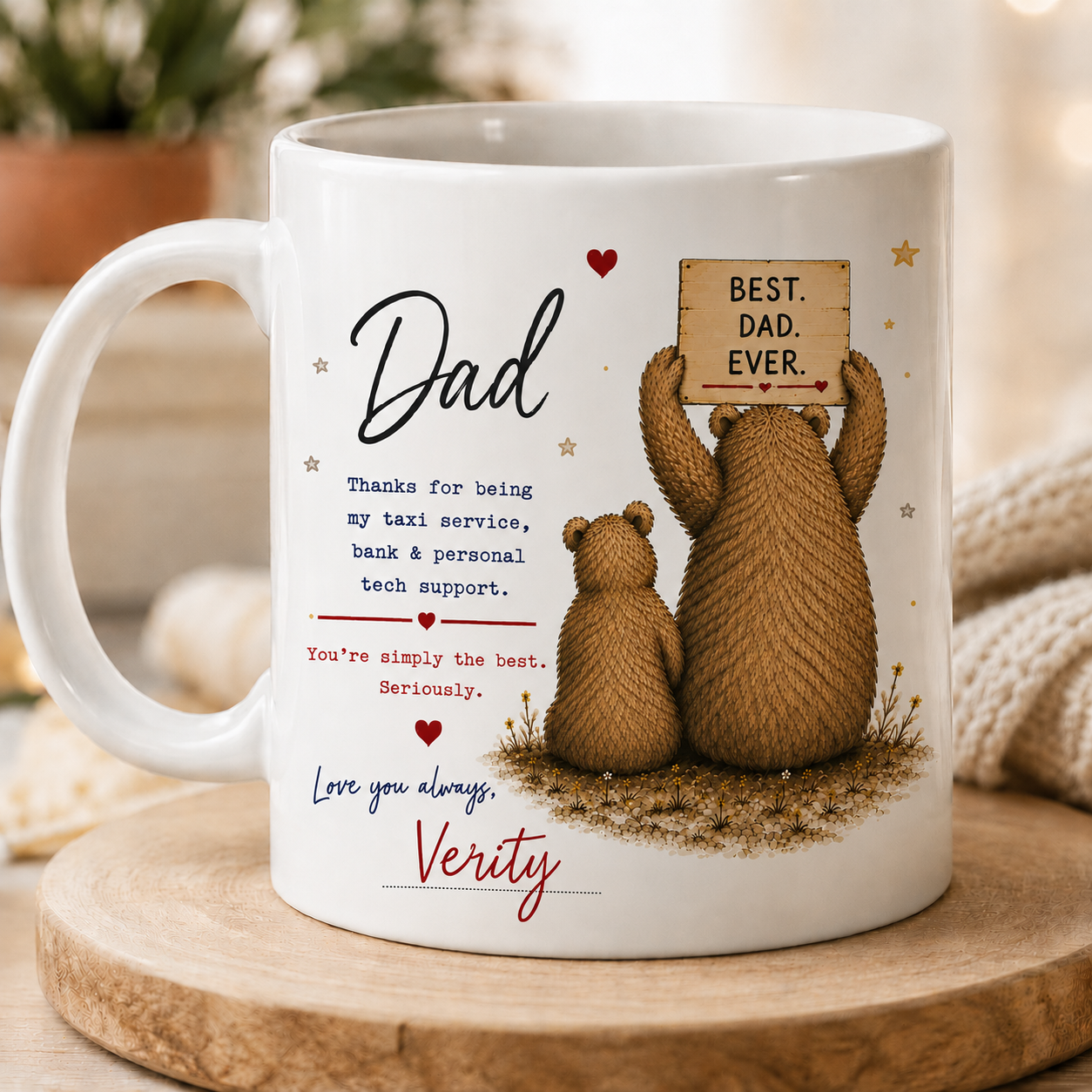 Personalised Cute Father’s Day Card for Dad Daddy – Best Dad Ever Bear